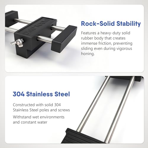 SCOTTCHEN 17-3/4” Sink Bridge Whetstone Holder - Heavy Duty 304 Stainless Steel Sharpening Stone Base for Kitchen Sink - Adjustable Non-Slip Rubber, Rust-Proof Fits Stones 3-1/4" to 14-1/4" 17-3/4"--SINK BRIDGE