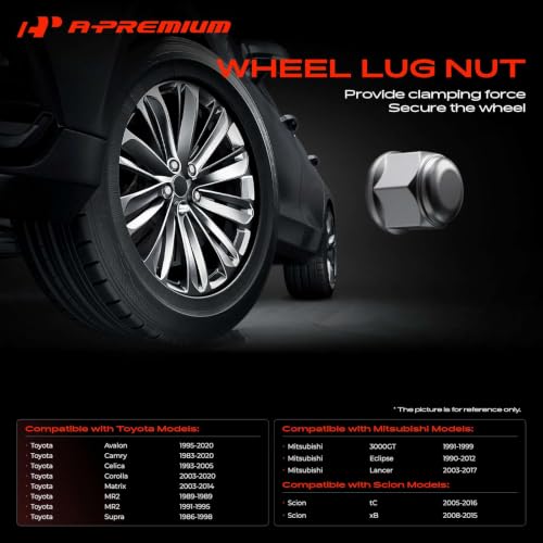 A-Premium Front & Rear M12-1.50 Wheel Lug Nuts with Socket Key, Set of 21