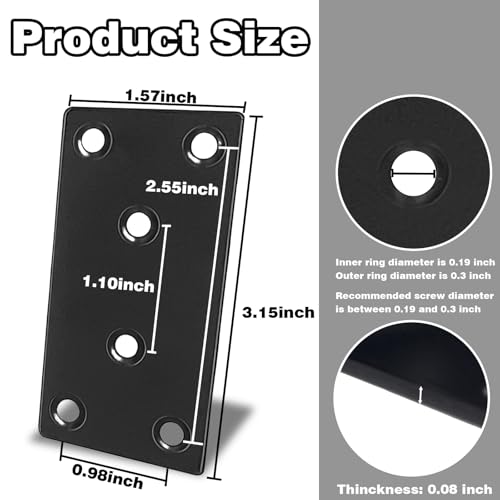 35‑Pack Flat Metal Brackets, 3.12" 304 Stainless Steel Brackets 35PCS-3.15'' Flat Plates