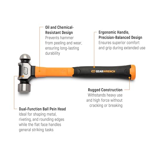 GEARWRENCH 32 oz. Ball Pein Hammer with Fiberglass Handle | GWHFGBP32 32 oz.