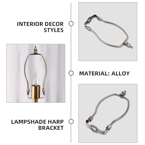 2 x Lighting Accessories Lamp Harps and Adapter Lamp Making Set Holder for Lamp Harp Holder Lampshade Base Alloy Coating Horn Frame Adjustable