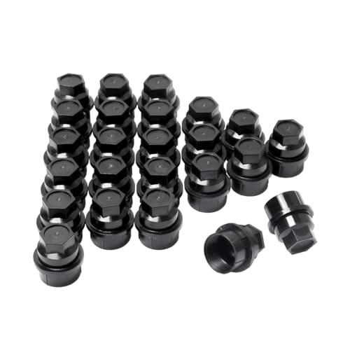 32Pcs 9/16''-18 Bulge Acorn Lug Nuts + 24 Pcs Black Lug Nut Caps Kit