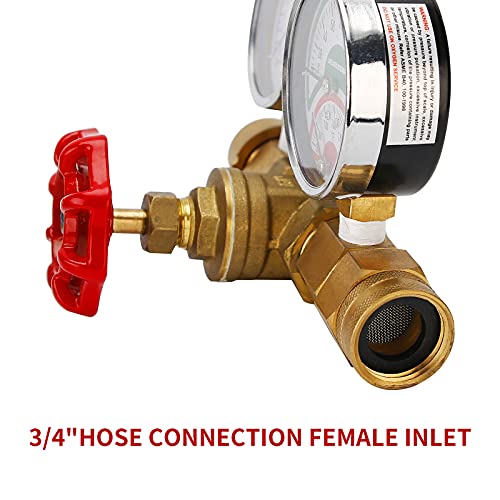 MEASUREMAN Brass Water Flow, Temperature and Pressure Test Assembly，Pressure (0-160 PSI) Flow Rate (0-13 GPM) Temperature (30-250 deg F), 3/4" GHT Female Thread & 3/4" Push-to-Connect Fitting