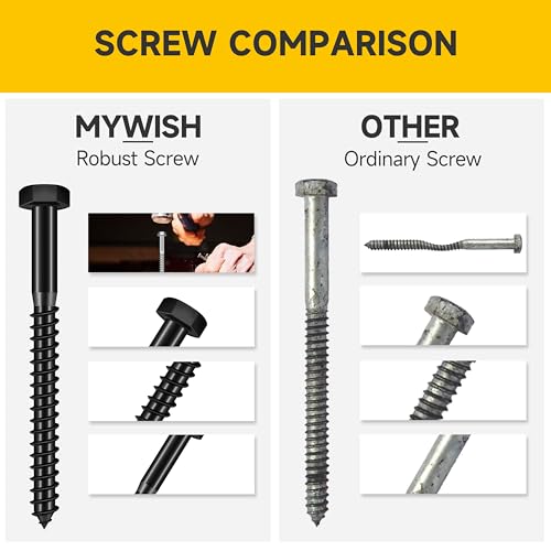 Mywish (8Sets) 1/2" x 3" Hex Head Lag Bolts & 5Pcs 1/2 x 5 Inch Wedge Anchors, 304 Stainless Steel Industrial 1/2 Heavy Duty Industrial Masonry Wdege Anchor Bolts, Lag Screws Wood Screws