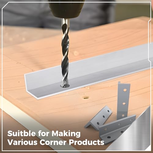 6 PCS 13-Inch Aluminum Angle 1x1 Inch, 1/8" Thick Structural Stock - 6061 Alloy Angle Iron for Framing, Shelving & DIY Projects, Heavy-Duty Metal Brackets 6PCS 1x1x1/8-inch