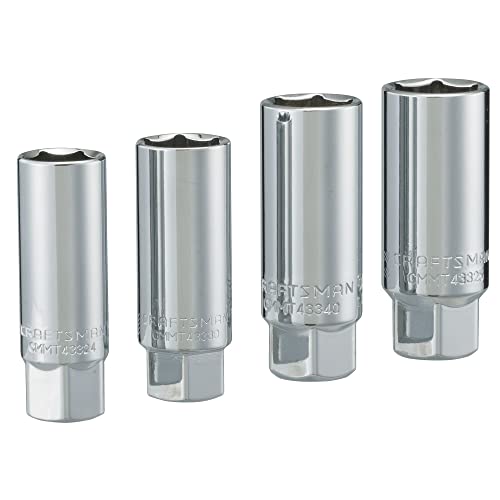 CRAFTSMAN 3/8 in. Drive Metric and SAE 6 Point Standard Spark Plug Socket Set, 4 Piece Set (CMMT34504)