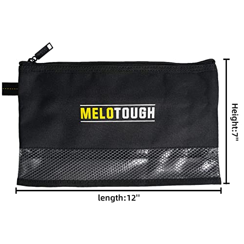 MELOTOUGH Multi Tool Pouch Small Tool Bag Zipper Bag Zipper Pouches + Fastener bag with Mesh Window and Hanging Grommets 3 pack