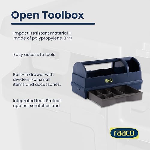 Raaco Open Portable Tool Box Organizer with Handle - Hand-Held Storage