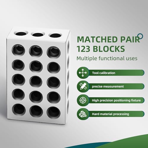 Precision 1 2 3 Blocks Tool Steel 23 Holes Matched Pair 2 Blocks