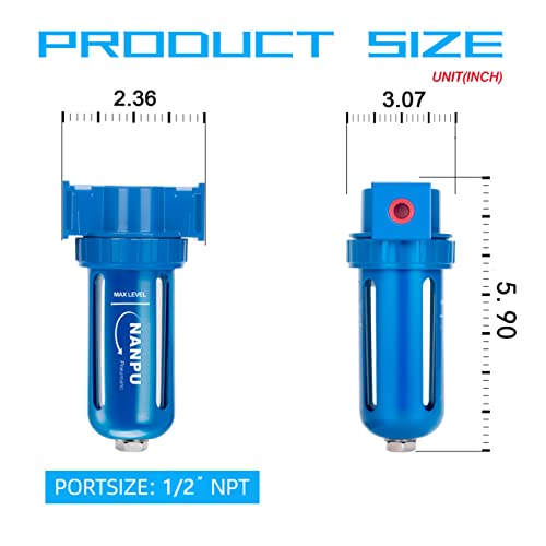 NANPU Zinc Alloy Desiccant Dryer, Compressed Air in Line Filter 1/2" NPT