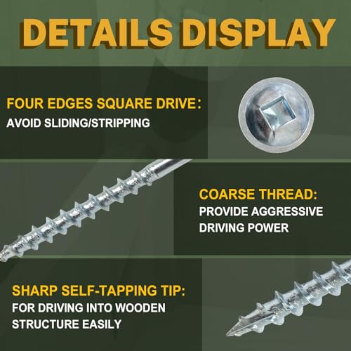 LIONMAX Pocket Hole Screws 1-1/4 Inch, 600 PCS Interior Pocket Screw #8 x 1-1/4" and Pocket Hols 1 Inch, 600 PCS Interior Pocket Screw #8 x 1, Coarse Thread, 150MM Drive Bit Included