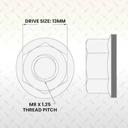 M8 x 1.25 Black Zinc Finish Durable Flange Nuts 100 Pack