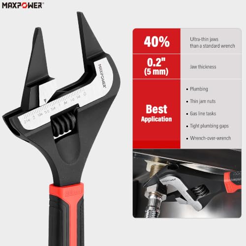MAXPOWER 6 8 12-inch Slim Jaw Adjustable Wrench Set 6,8,12-inch
