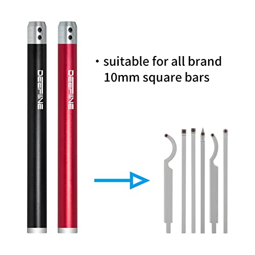 2PCS Carbide Wood Lathe Truning Tools Grip Handle, Accept 10mm Square Turning Tool bar (Black and Red) 2pcs Handles