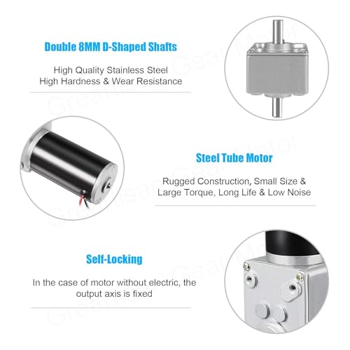 Reversible Worm Gear Motor, 12V 200RPM 5840‑31ZY Geared Motor Self-locking Permanent Magnet DC Turbo worming Geared Motor Reduction Motor for DIY Robot, RC Electric Toys