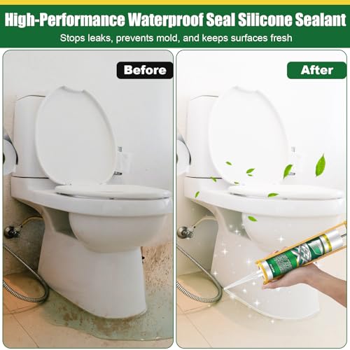 2 Pack 10.1oz Clear Silicone Caulk, 100% Waterproof Sealant for Home, RV 2
