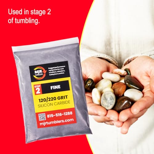 120/220 Grit Silicon Carbide Rock Tumbler Grit, Fine Stage 2 Rock Polishing Grit 3 lb, Stone Polishing Compound for Rotary & Vibratory Tumblers, Lapidary Supply 120/220 Step 2
