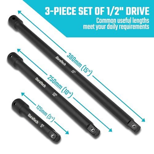 DURATECH 1/2" Impact Socket Extension Set, (5", 10" and 15") 5"-15"