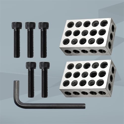 Pair 1 x 2 x 3-Inch Parallel Blocks Set 23 Holes 0.0001 Precision
