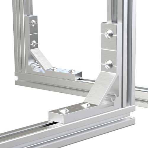 10Sets 2020 Aluminum Extrusion Corner Brackets,Strong Heavy Duty L Shape Brackets Sets with 40Pcs M5 T-Slot Nuts, 40Pcs Screws,Gasket and1Pcs Wrench (Silver) Silver