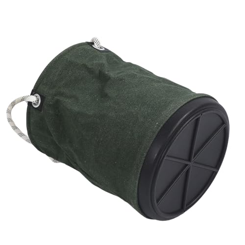 Canvas Storage Bucket 40x30cm 30KG Load Bearing, Collapsible Canvas Bucket, Tool Organizer for Maintenance Work, All Purpose Tool Bucket with Black Molded Bottom, Drawstring Green