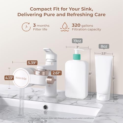 Waterdrop BFT1 Skincare Bathroom Sink Filter, Water Filter for Sink Faucet Rose Gold
