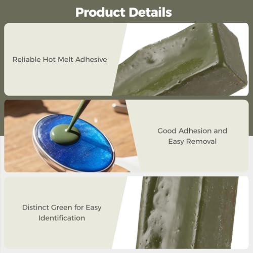 6 PCS Professional Green DOP Sticks, Hot Melt Adhesive with High Bond Strength for Gem Faceting, Polishing, Grinding Agate & Jade, 6.3 x 1.0 x 0.6 inches