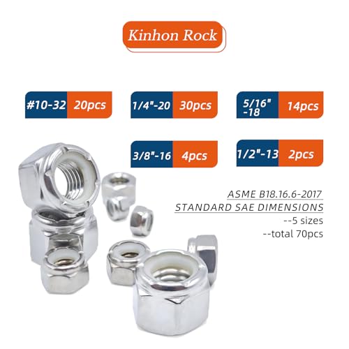 M6 x 1mm Metric Lock Nuts (30pcs) + 60pcs Metric Lock Nuts Assortment Set + 70pcs SAE Lock Nuts Assortment Set