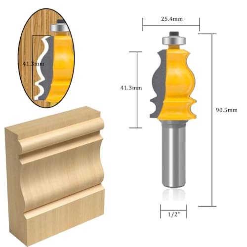 TAIWAIN Router Bit Set 1/2 Inch Shank 5 PCS, Panel Wood Milling Cutter,Rail &Stile Woodworking Miter Carbide CNC Cutting Tool for Cabinet Drawer Door Surfacing Woodwork Router Bits Sets (5)