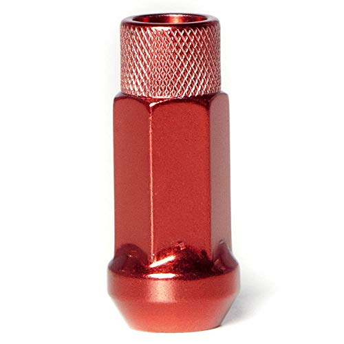 Circuit Performance Forged Steel Extended Open End Hex Lug Nut for Aftermarket Wheels: 12x1.5 Red - 20 Piece Set + Tool