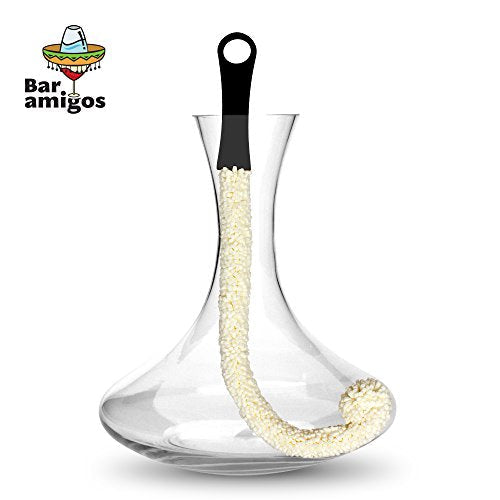 Bar Amigos Set of 3 - Decanter & Glassware Cleaning Brushes Glass For Cleaning Wine Champagne Glasses Babies Bottles Beer Steins Neck Goblets Reusable Water Sports Bottles Stainless Steel Bottles
