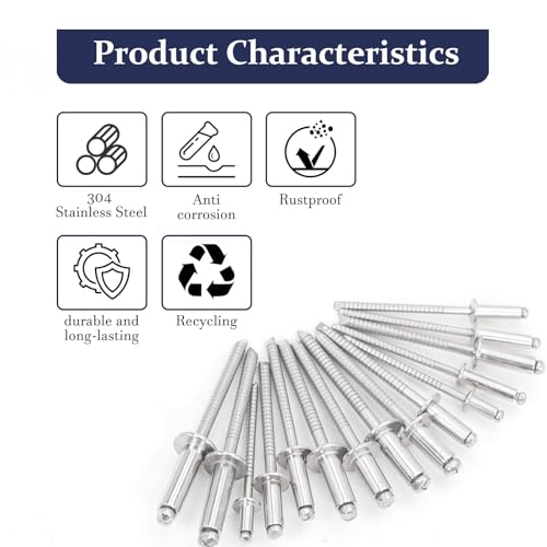 ZQZ 680Pcs Stainless Steel Pop Rivets Assortment Kit + ZQZ 630Pcs Aluminum Pop Rivets Assortment Kit