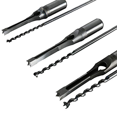 6pcs Square Hole Drill bits, Mortise Chisel Drill Bit Tools 5/8" 9/16" 1/2" 3/8" 5/16" 1/4" HSS Woodworking Hole Saw Mortising Chisel Mortiser Drill Bit Set Attachment for Mortise and Tenon Machine