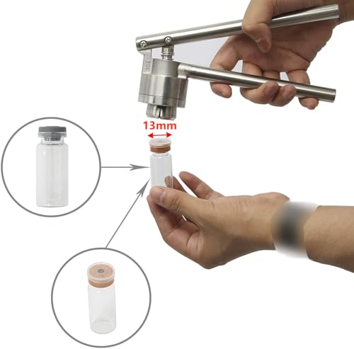 HighFree Flip Vial Crimper + 100 Pcs Glass Vials (13mm with 3ml Vials) 13mm with 3ml Vials