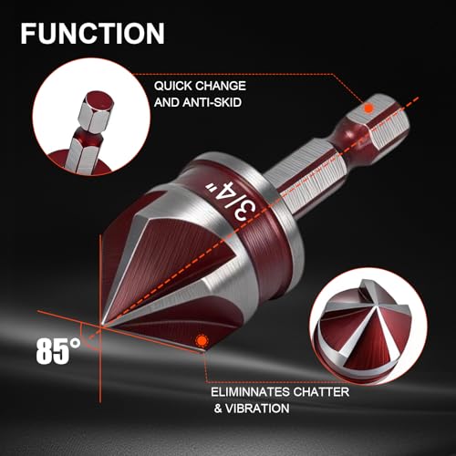10Pcs Step Drill Bit & Countersink Set with Tool Box, HSS Four Spiral Flute