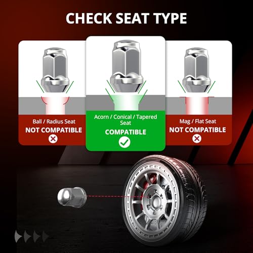 EVIL ENERGY 1/2-20 Wheel Chrome Lug Nuts Set 20pcs for Ford F150 Explorer Edge Mustang, 3/4" 19mm Hex Closed End Bulge Acorn, Cold-Forged Carbon Steel for OEM Wheels Silver