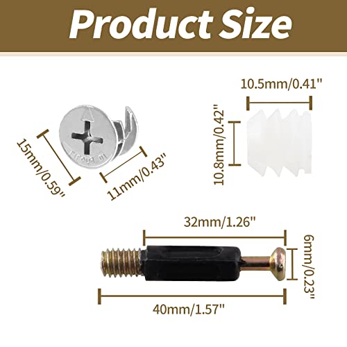 50 Set Cam Fittings with Dowel 3-in-1 Furniture Connecting Kit Cam Lock Fittings & Nuts & Screws for Wardrobe & Cabinet (Pack of 2) One Size (Pack of 2)