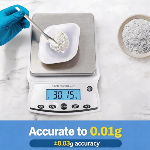 Lab Analytical Balance Scale 5000g x 0.01g High Precision Laboratory Analytical Scale – Lab Jewelry Scientific Use silver-gray