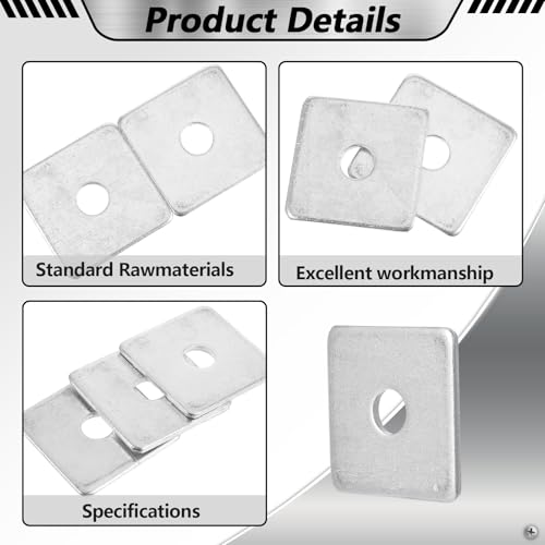 60 Pcs 3/8" Square Strut Washer Plates - 1-5/8" X 1-5/8" Electro-Galvanized Bearing Plates, 1/8" Thick - Fit 1-5/8inch Strut Channel 60