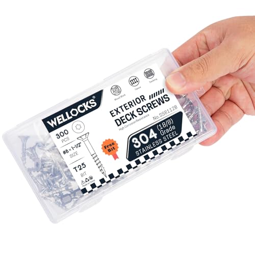 WELLOCKS #8 x 1-1/2 in 304 Stainless Deck Screws, 300 PCS #8×1-1/2"