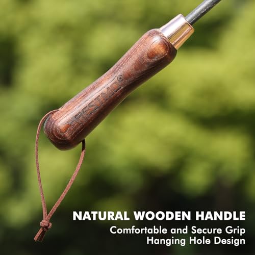 RESTMO Gardening Tools Bundle: Heavy Duty Gardening Tools Kit & Triangle Garden Hoe, Premium Carbon Steel Garden Hand Tools with Ergonomic Wooden Handle