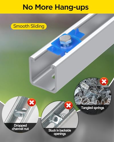 3/8"-16 Nylon Channel Squeeze Nut and Bolt - 16 Pack, 1/2″ Drive 3/4″ (19mm) Strut Channel Impact Socket