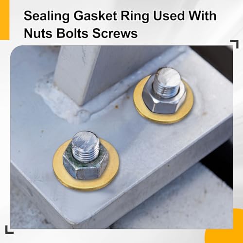 PATIKIL M12 Flat Washers, (12mm ID 24mm OD 1.2mm Thickness, Golden) (32 Pcs), Brass Metric Sealing Gasket Ring Crush Washer Spacers for Faucets/Garden/Bolts/Screws/Hose Pipe 12mm x 24mm x 1.2mm 32