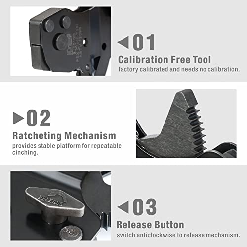 iCrimp F2098 Ratchet One Hand PEX Cinch Clamp Fastening Tools for Clamping Pipe Tubing 3/8", 1/2", 3/4", 5/8" and 1" Easy Operation Stainless Steel Clamps with Holster