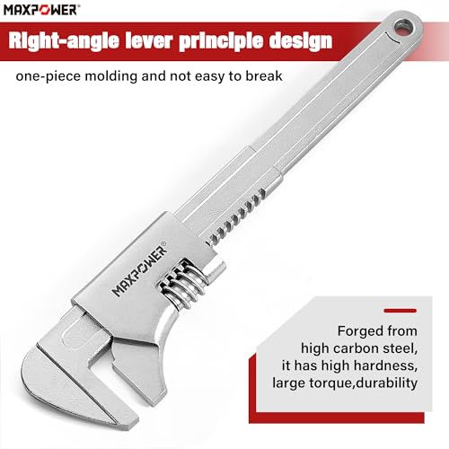 MAXPOWER 14 1/2" Automotive Wrench, Wide Jaw Opening 3.5", Adjustable Auto Wrench for Automobiles Construction, Machine Maintenance and Home Repairs
