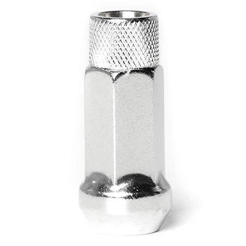Circuit Performance Forged Steel Extended Open End Hex Lug Nut for Aftermarket Wheels: 12x1.5 Chrome - 20 Piece Set + Tool
