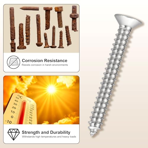 METALLIXITY 800Pcs #8 Countersunk Phillips Wood Screws Kit SS304 #8x5/8" to #8x2" Silver 800