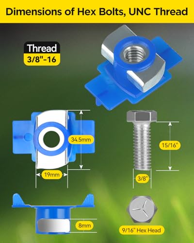 3/8"-16 Nylon Channel Squeeze Nut and Bolt - 32 Pack, 1/2″ Drive 3/4″ (19mm) Strut Channel Impact Socket