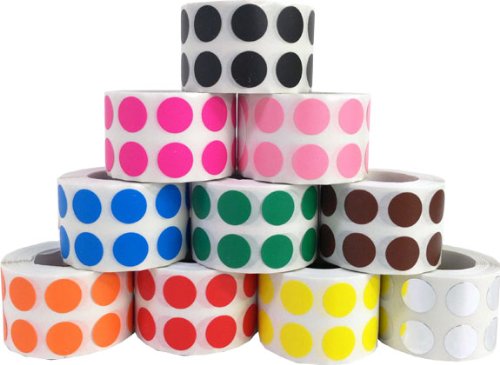 Colored Dot Sticker Bulk Pack Ten 1/2"