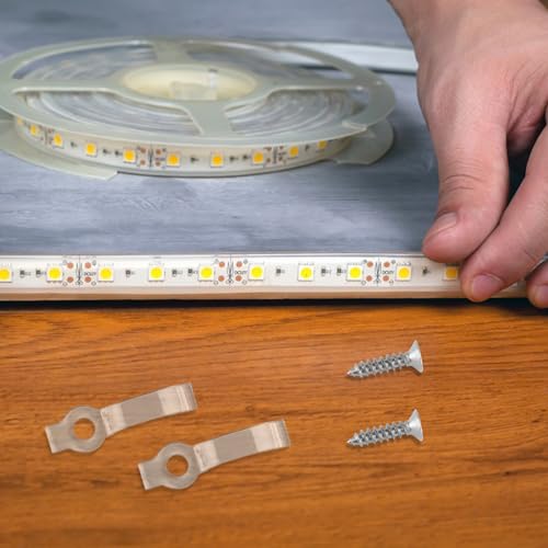 Pack of 100 LED Strip Mounting Brackets | Transparente Lichtstreifen-Clips,Led Befestigungsclips,LEDStreifen Clips für 10mmLichterkette LedStrip Zubehör HalterungClips 10MM